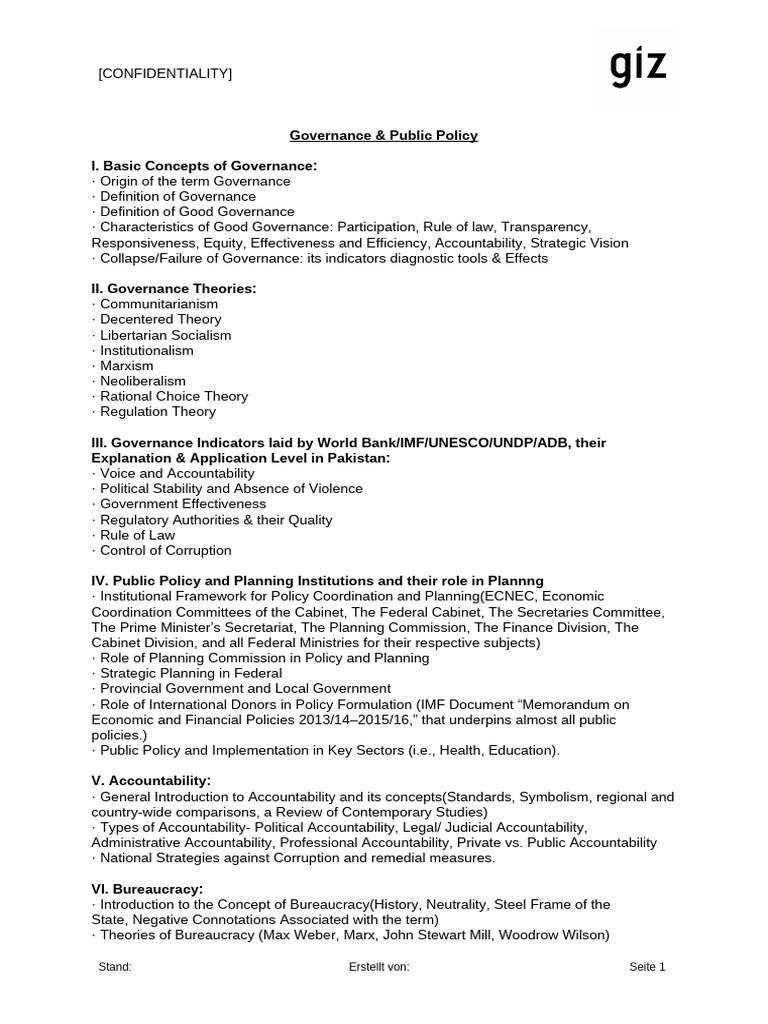 Governance & Public Policy-Syllabus | PDF | Governance | Policy