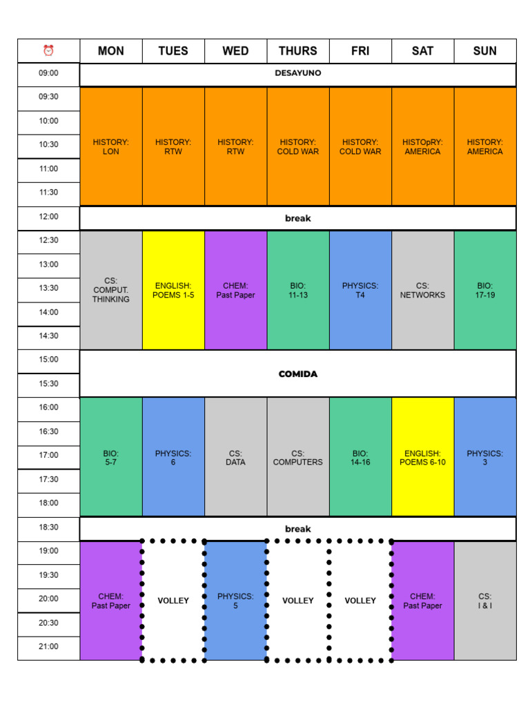 Weekly Study Schedule Overview | PDF