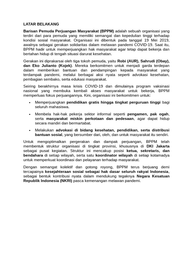 Profil Organisasi BPPM | PDF