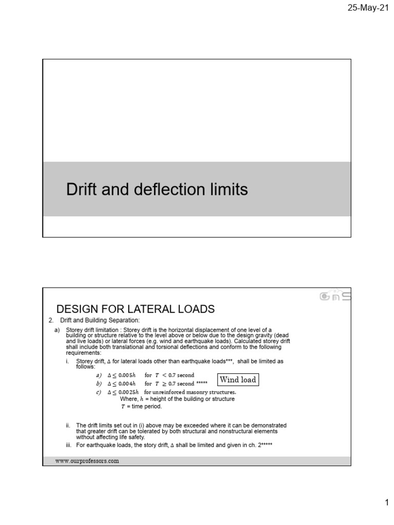 Drift Limits for Wind and Earthquake Loads | PDF | Beam (Structure) | Wall