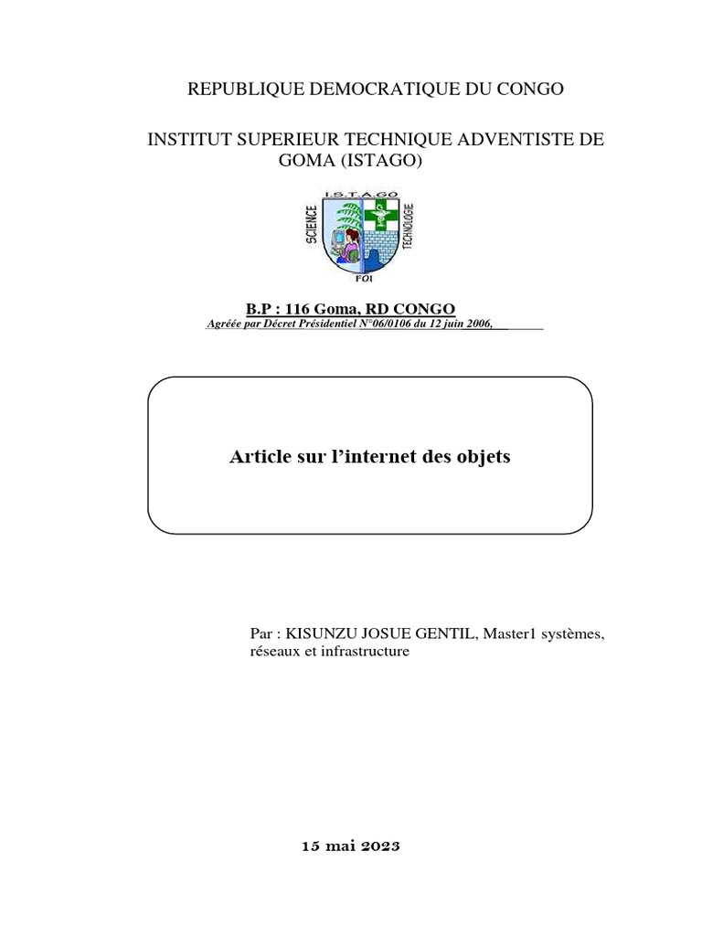 Introduction à l'Internet des Objets | PDF | Internet des objets | l ...