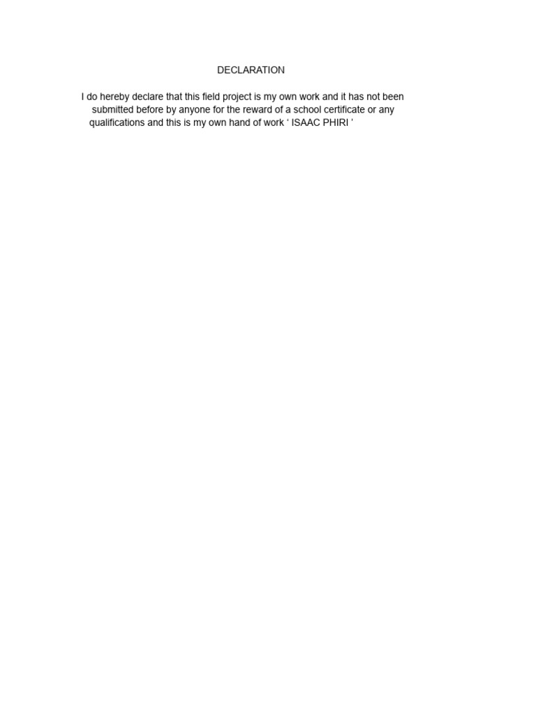 Declaration of Original Work by Isaac Phiri | PDF