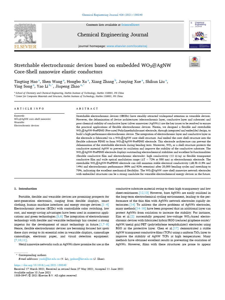 Stretchable Electrochromic Device Design | PDF | Nanowire ...