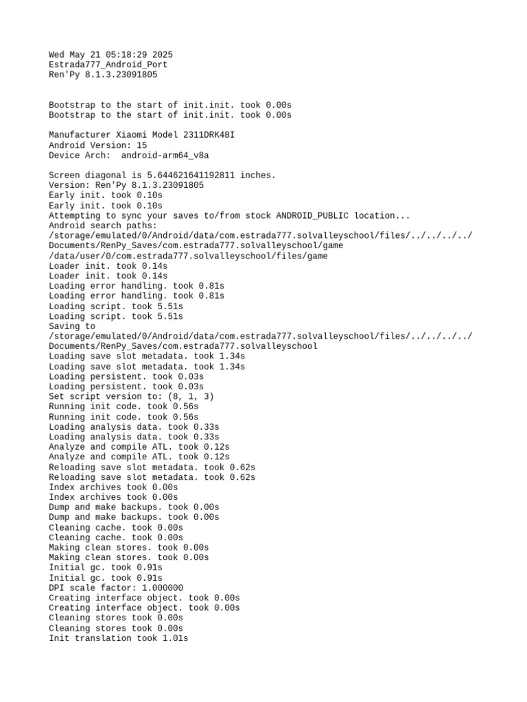 Sol Valley School App Initialization Log | PDF | Booting | Metadata
