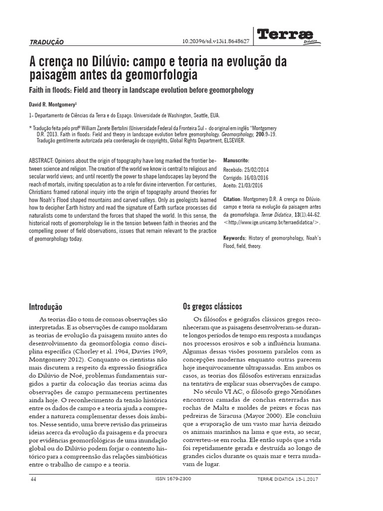 A Evolução da Paisagem e o Dilúvio | PDF | Geociências | Geomorfologia