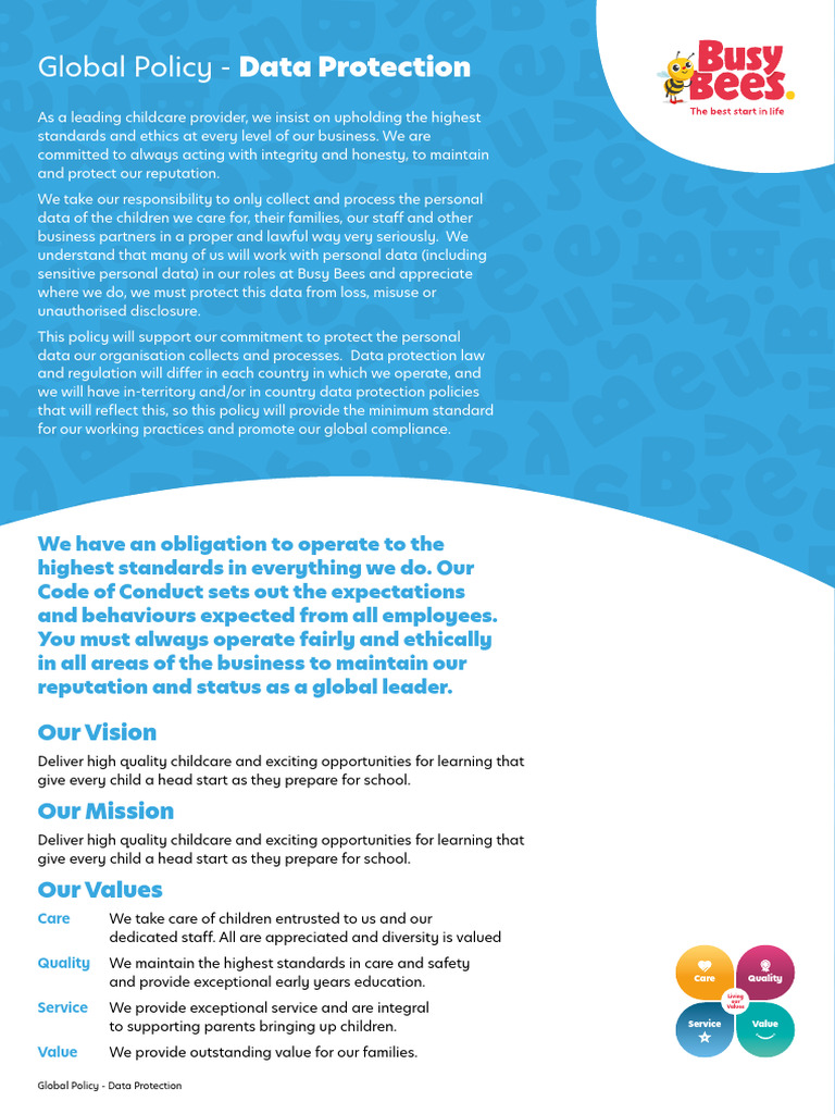 Busy Bees Data Protection Policy | PDF | Information Privacy | Child Care