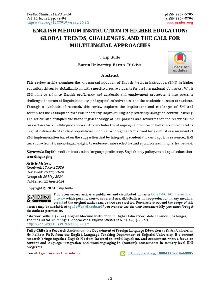 EMI in HE - Global Trendsm Challenges | PDF | Multilingualism | Linguistics