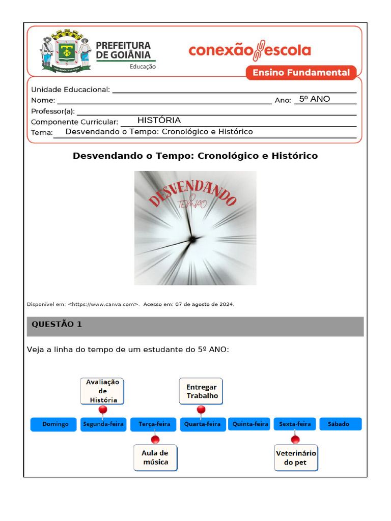 Tempo Histórico e Cronológico no 5º Ano | PDF | Tempo | Escrita