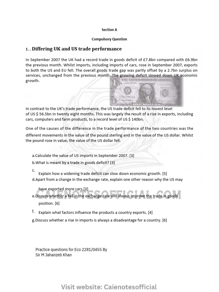 Economics P2 Guess Paper - Caienotesofficial | PDF | Demand | Inflation