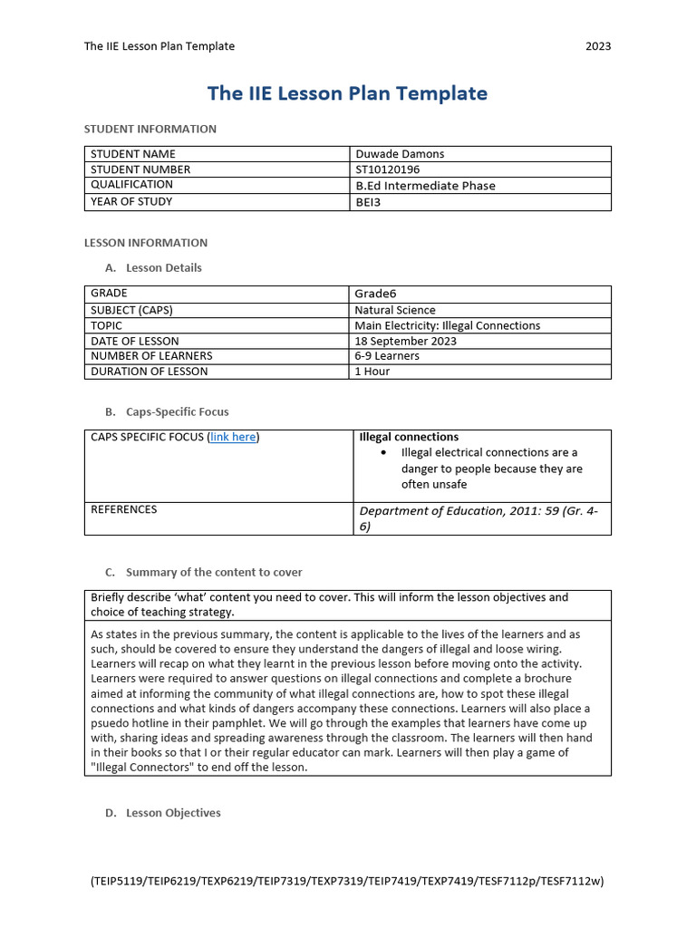 Grade 6 Natural Science Lesson Plan | PDF | Learning | Lesson Plan