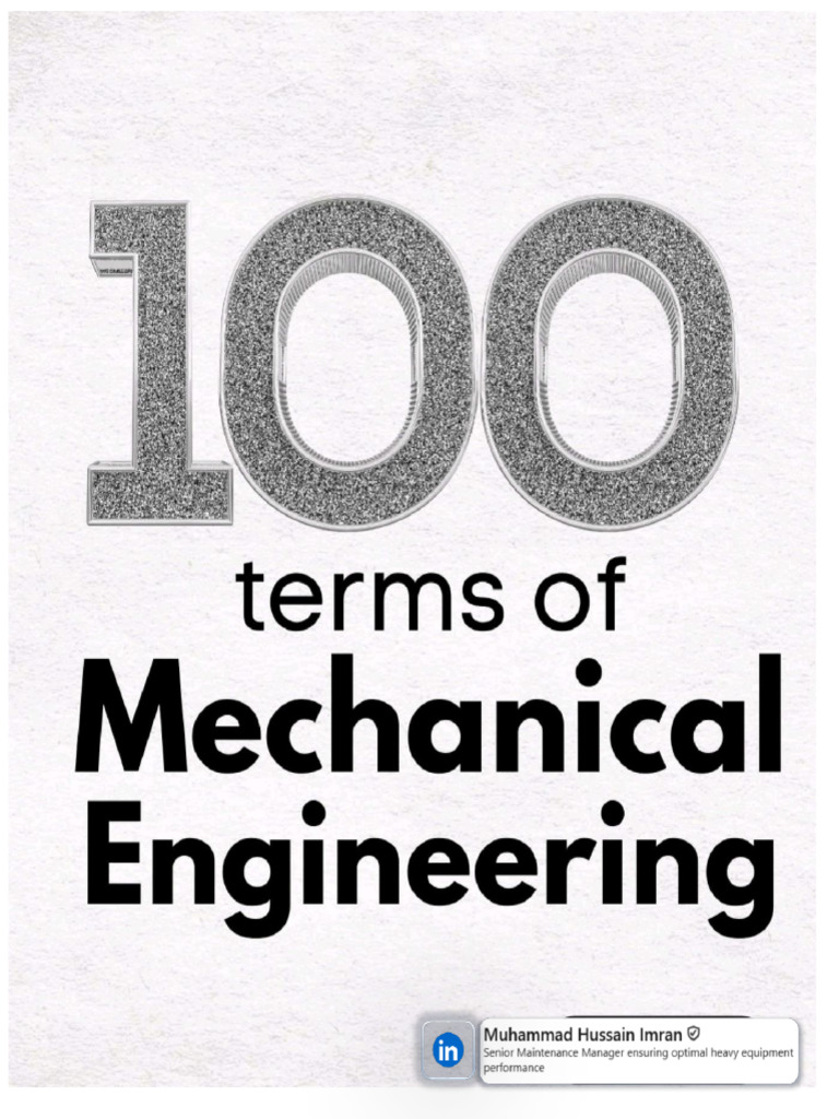 100 Terms of Mechanical Engineering | PDF