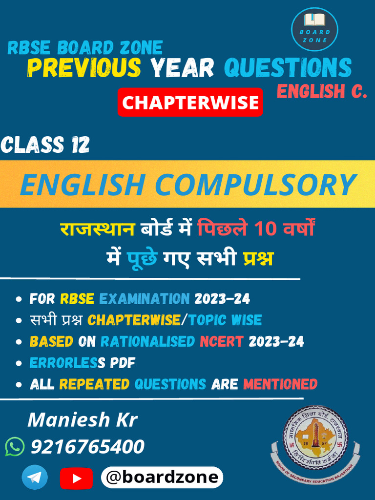 RBSE Class 12 English Compulsory Questions | PDF | Corset