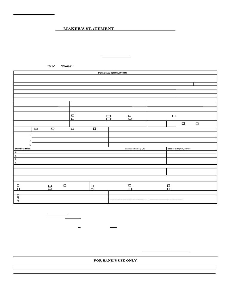 Co-Maker's Information Sheet Form | PDF | Loans | Banks