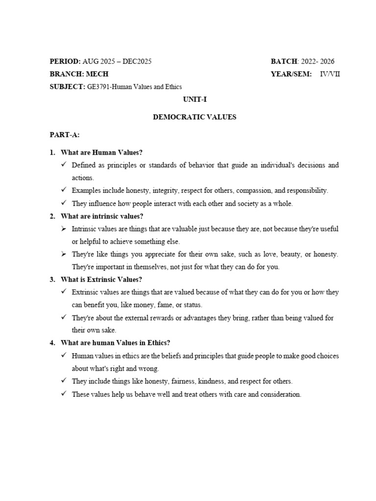 GE3791 Human Values & Ethics Exam Guide | PDF | Scientific Method ...