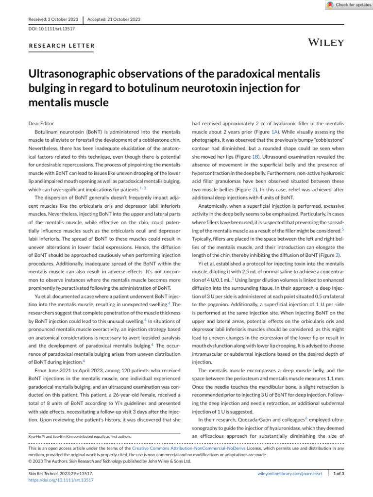 Skin Research and Technology - 2023 - Yi - Ultrasonographic ...
