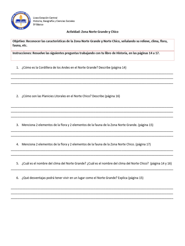 Tarea Norte Grande y Norte Chico | PDF