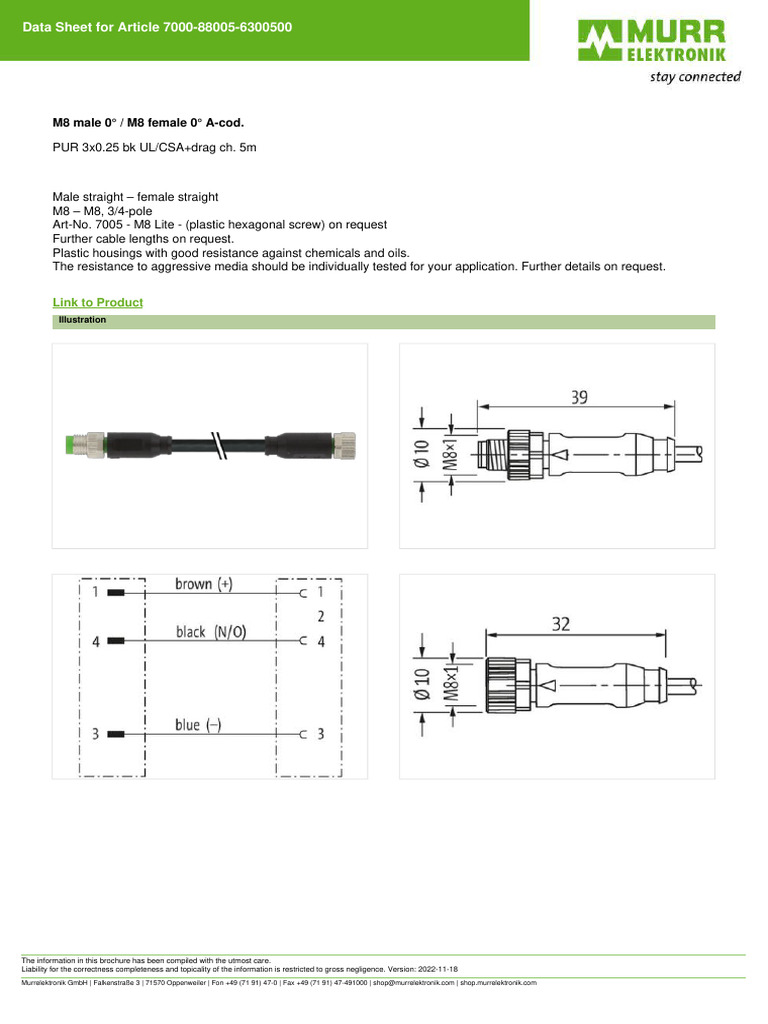 M8 A-Coded Connector Cable 5m | PDF | Wire | Screw