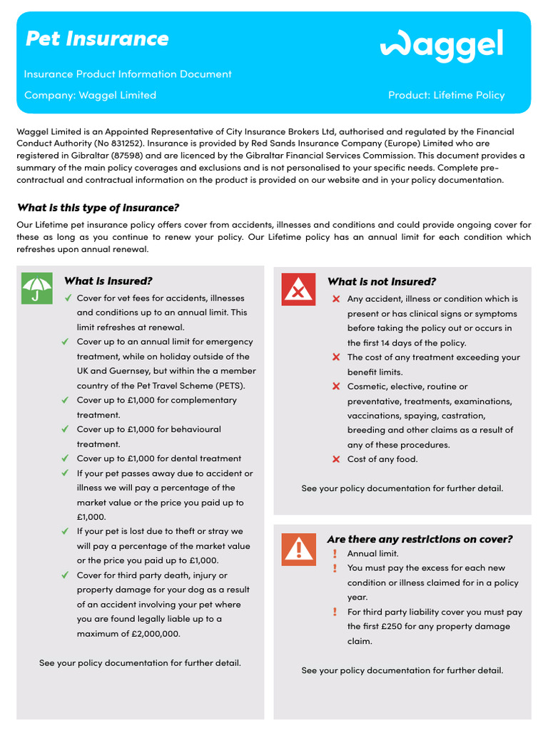 Lifetime Pet Insurance Overview by Waggel | PDF | Legal Liability ...