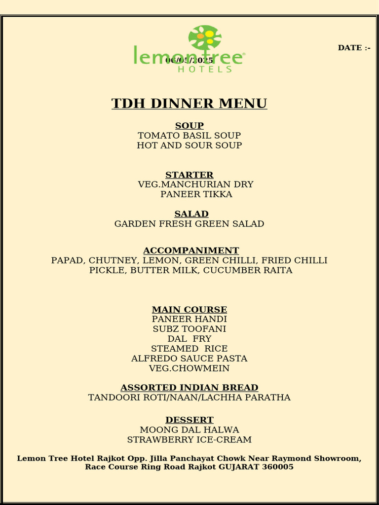 Buffet Menu Grid | PDF