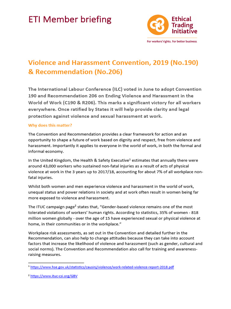 ILO Convention 190: Protecting Workers' Rights | PDF | International ...