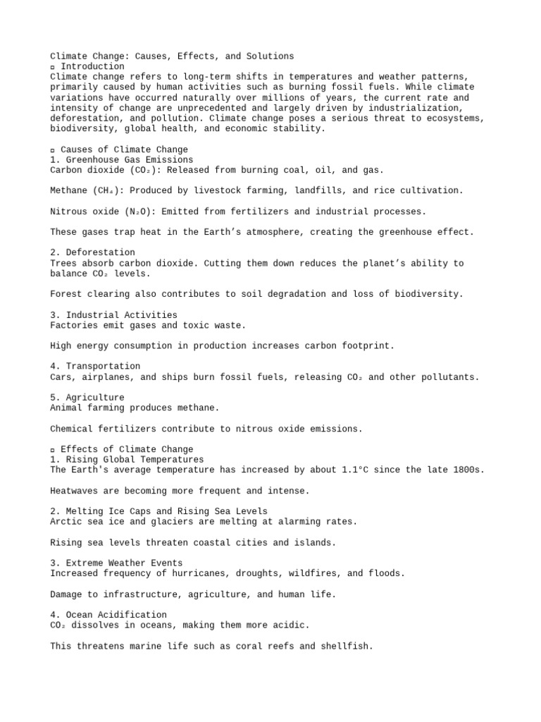 Climate Change: Causes and Effects | PDF | Climate Change | Greenhouse Gas