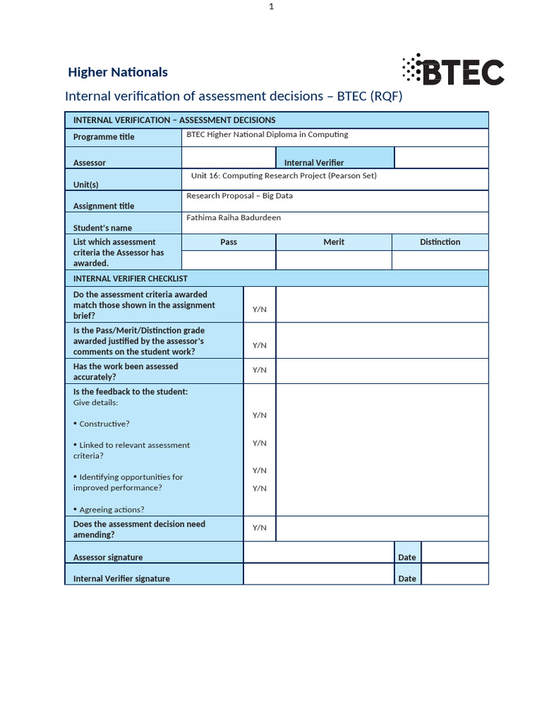 BTEC Computing Research Proposal: Big Data | PDF | Analytics | Big Data