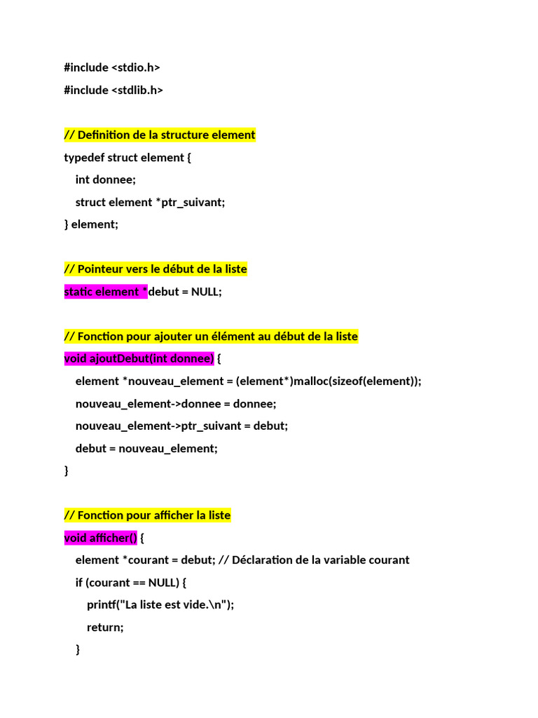 Gestion de liste chaînée en C | PDF | Paradigme de programmation | C