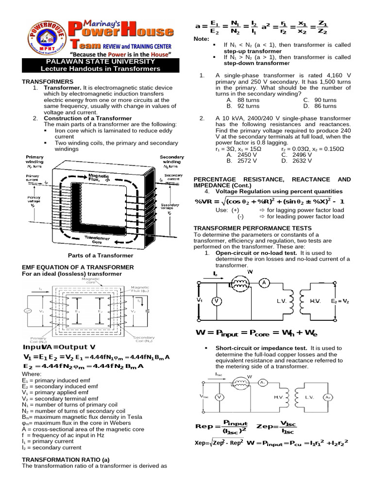Transformers: Principles and Tests | PDF | Transformer | Inductor