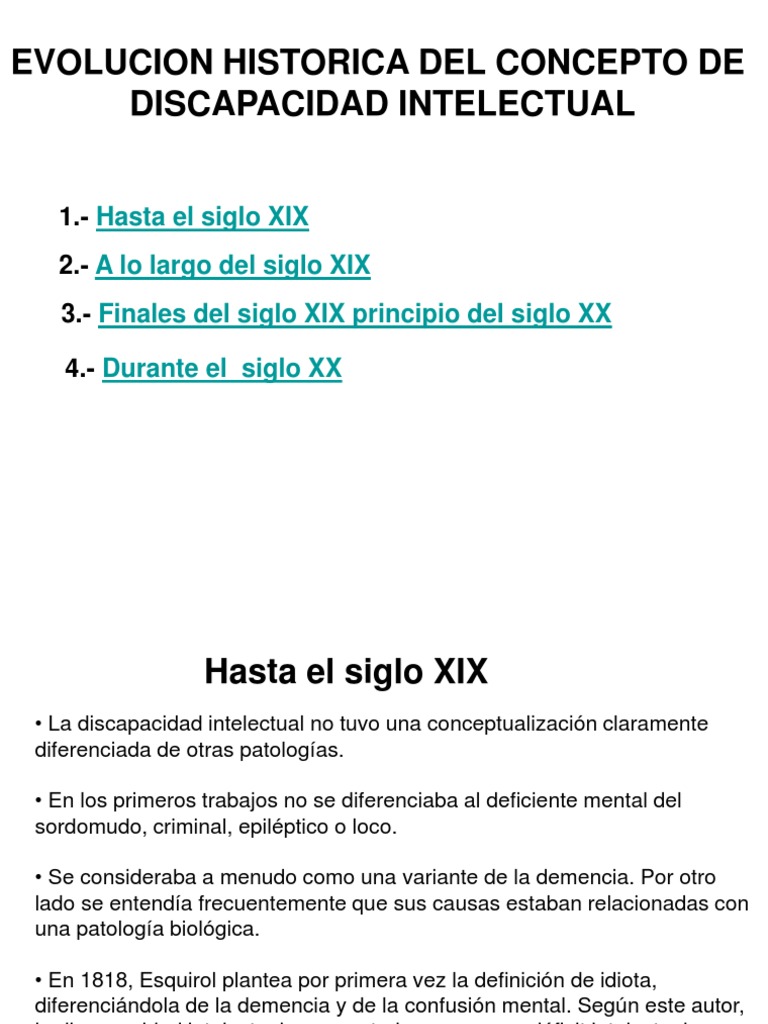 Evolución del Concepto de Discapacidad Intelectual | PDF | Discapacidad ...