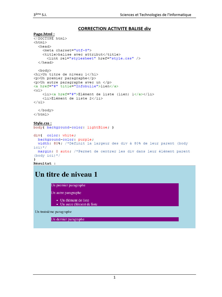 Correction de balise div en HTML | PDF