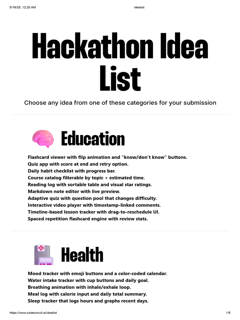 Hackathon Project Ideas | PDF