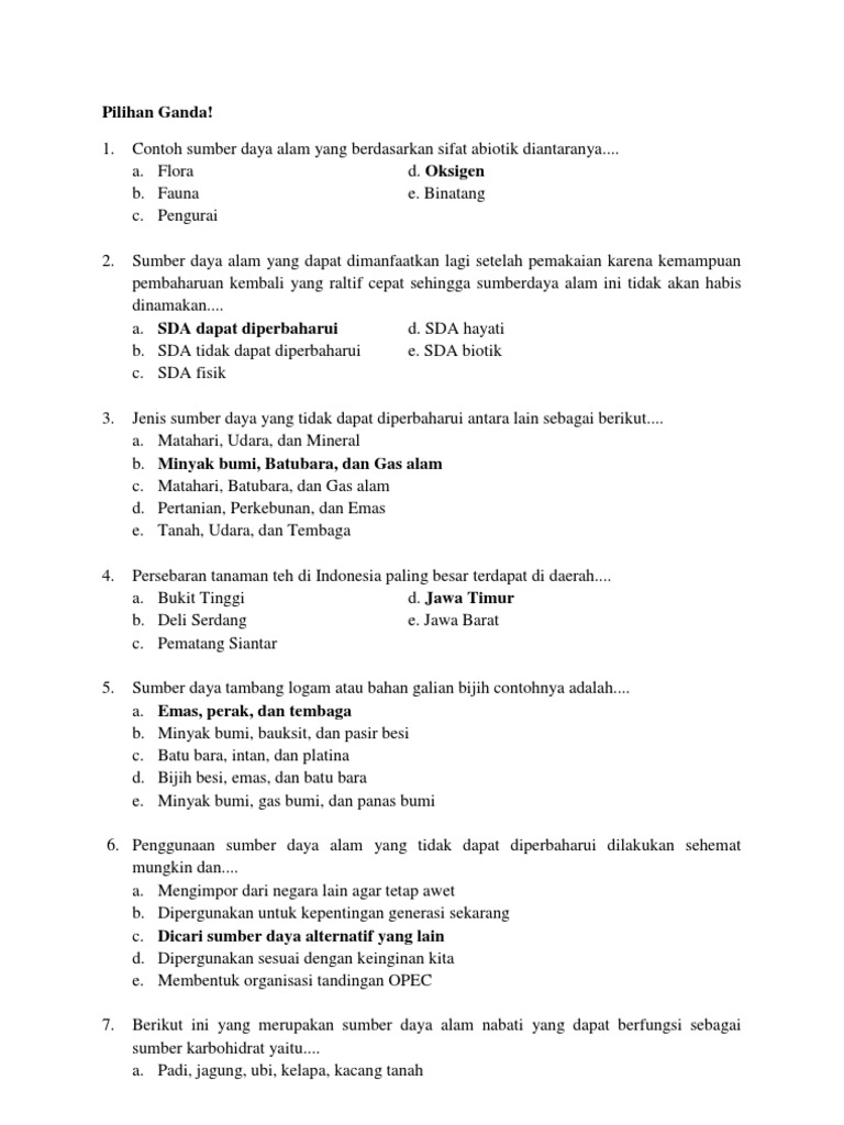 Contoh Soal Pilihan Ganda Flora Dan Fauna - Dunia Sosial