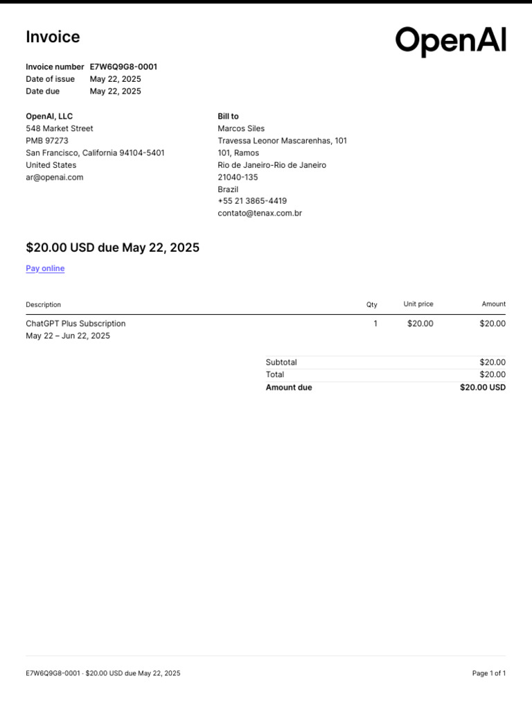 Invoice E7W6Q9G8 0001 | PDF