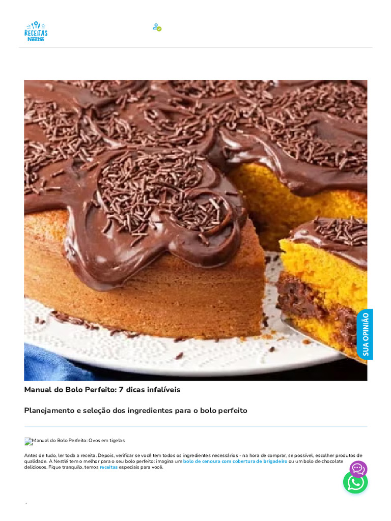 Dicas para o Bolo Perfeito | PDF | Chocolate | Bolos