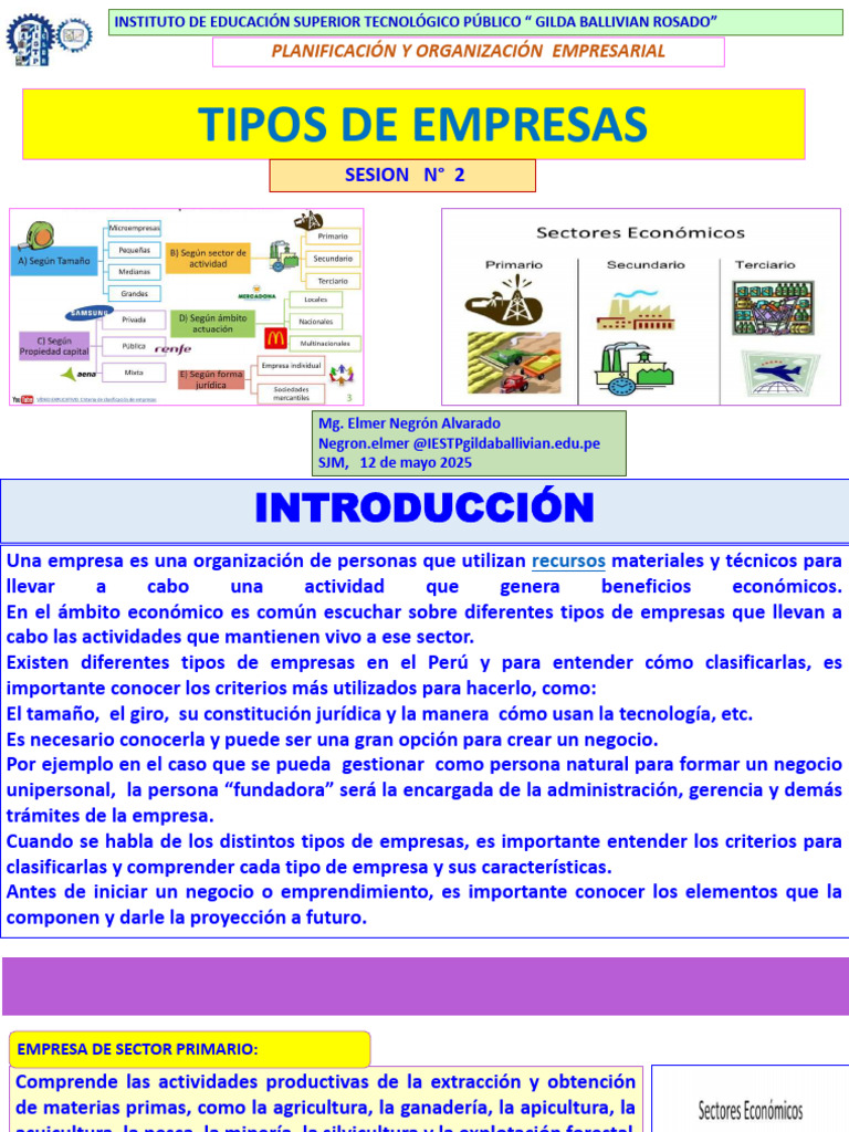 Sesion #2 Tipos de Empresas | PDF | Business | Pequeñas y medianas empresas