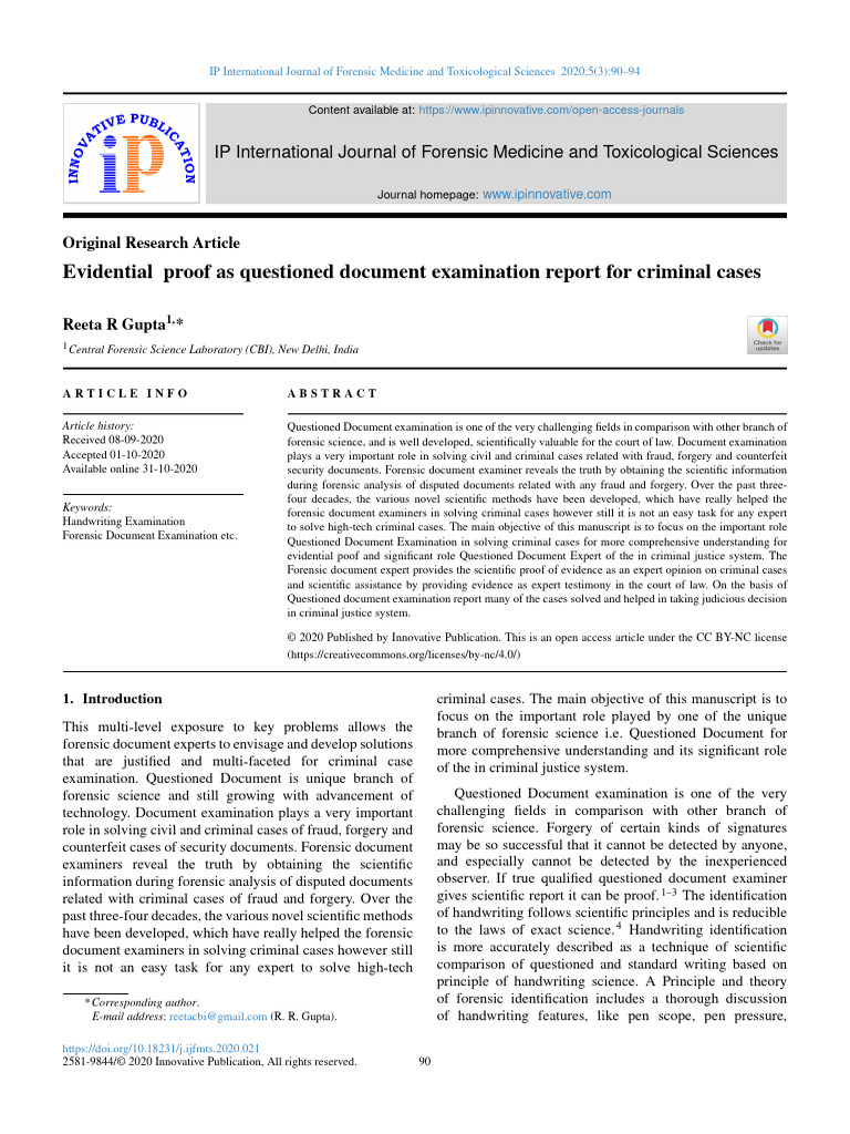 Evidential Proof As Questioned Document Examinatio | PDF | Forensic ...