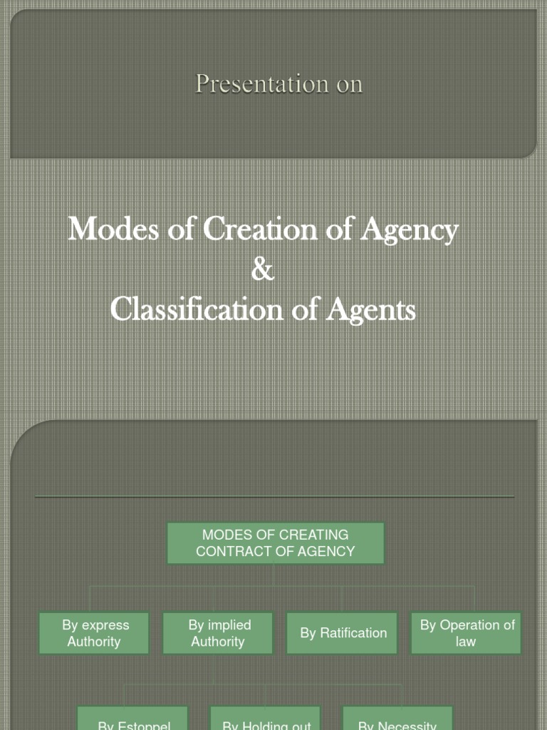 Modes of Creation of Agency & Classification of Agents | PDF