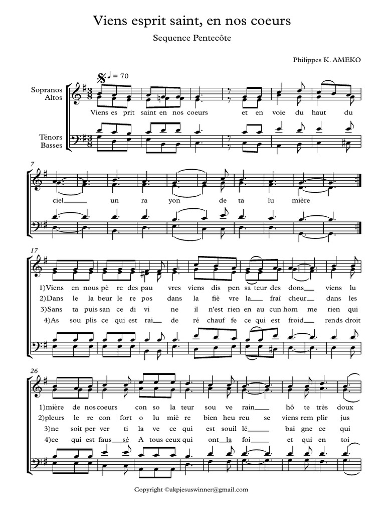 Viens Esprit Saint : Partition et Paroles | PDF