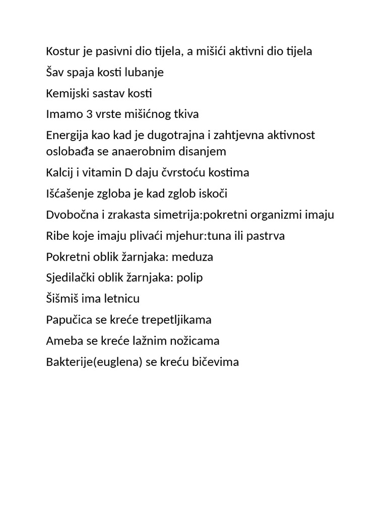 Kostur Je Pasivni Dio Tijela | PDF