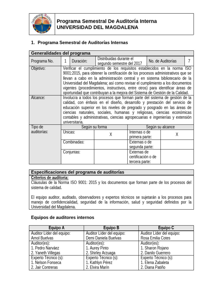 PROGRAMA DE AUDITORIA No | PDF | Auditoría | Business