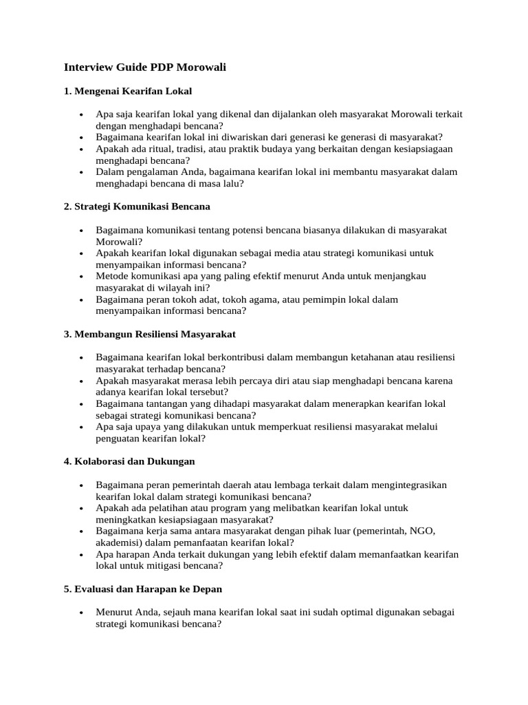 Interview Guide PDP Morowali | PDF