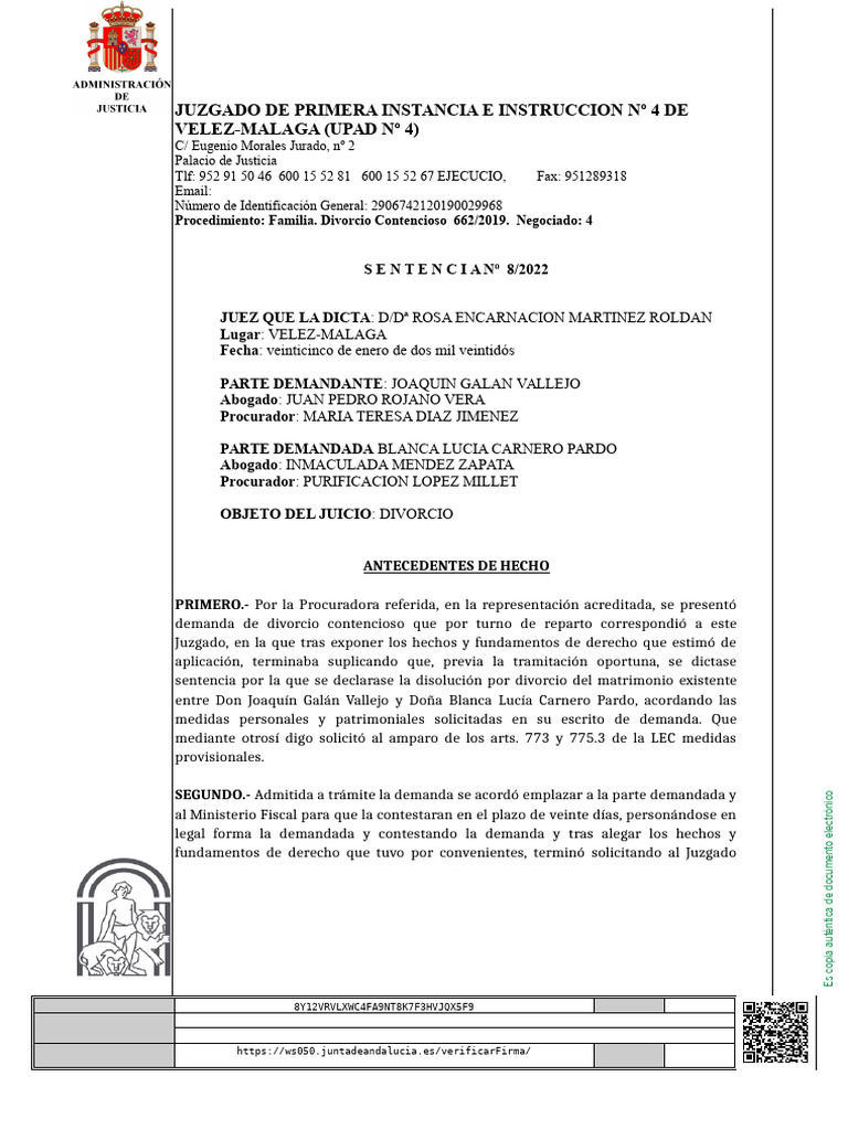Sentencia Divorcio | PDF | Divorcio | Demanda judicial