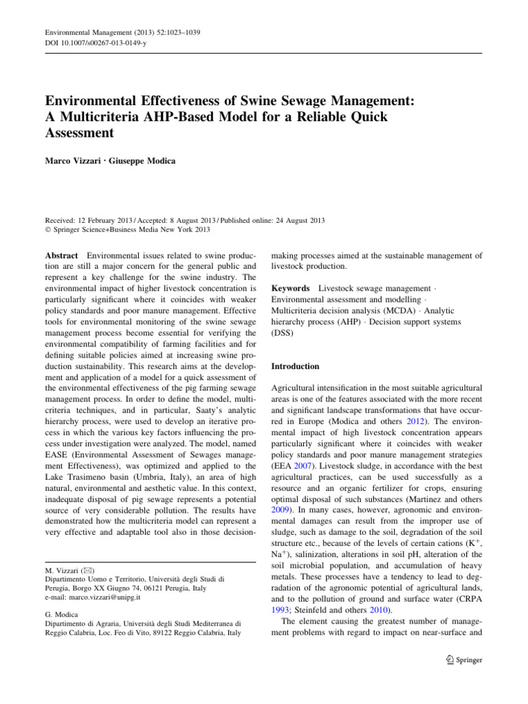 Environmental Effectiveness of Swine Sew | PDF | Conceptual Model ...