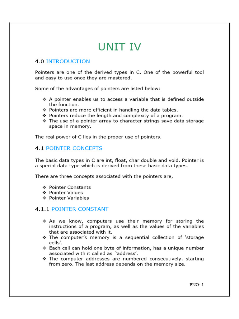 Understanding Pointers in C Programming | PDF | Pointer (Computer ...