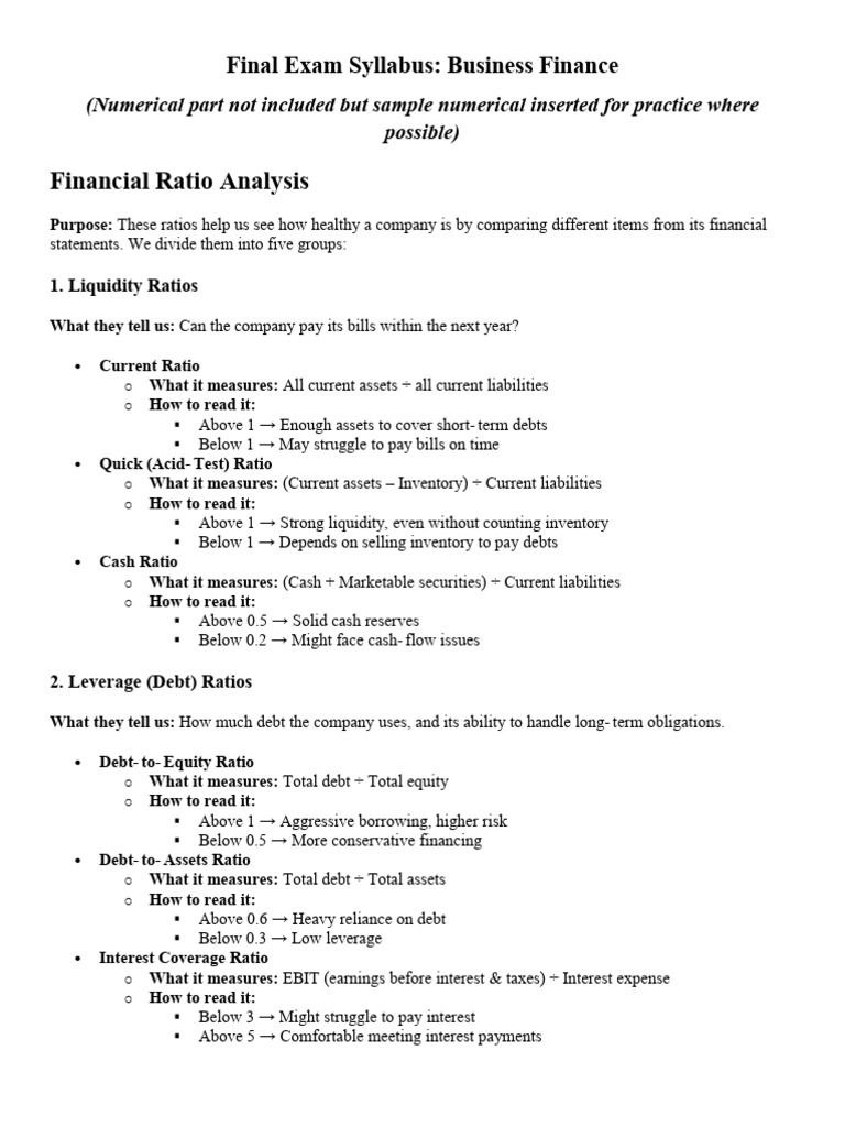 Business Finance Exam Syllabus Overview | PDF | Bonds (Finance) | Yield ...