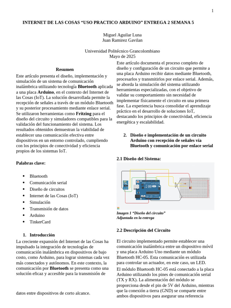 Comunicación Bluetooth con Arduino IoT | PDF | Internet de las Cosas ...
