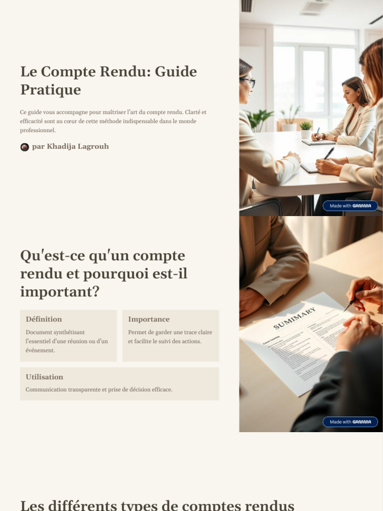 Guide Pratique du Compte Rendu | PDF