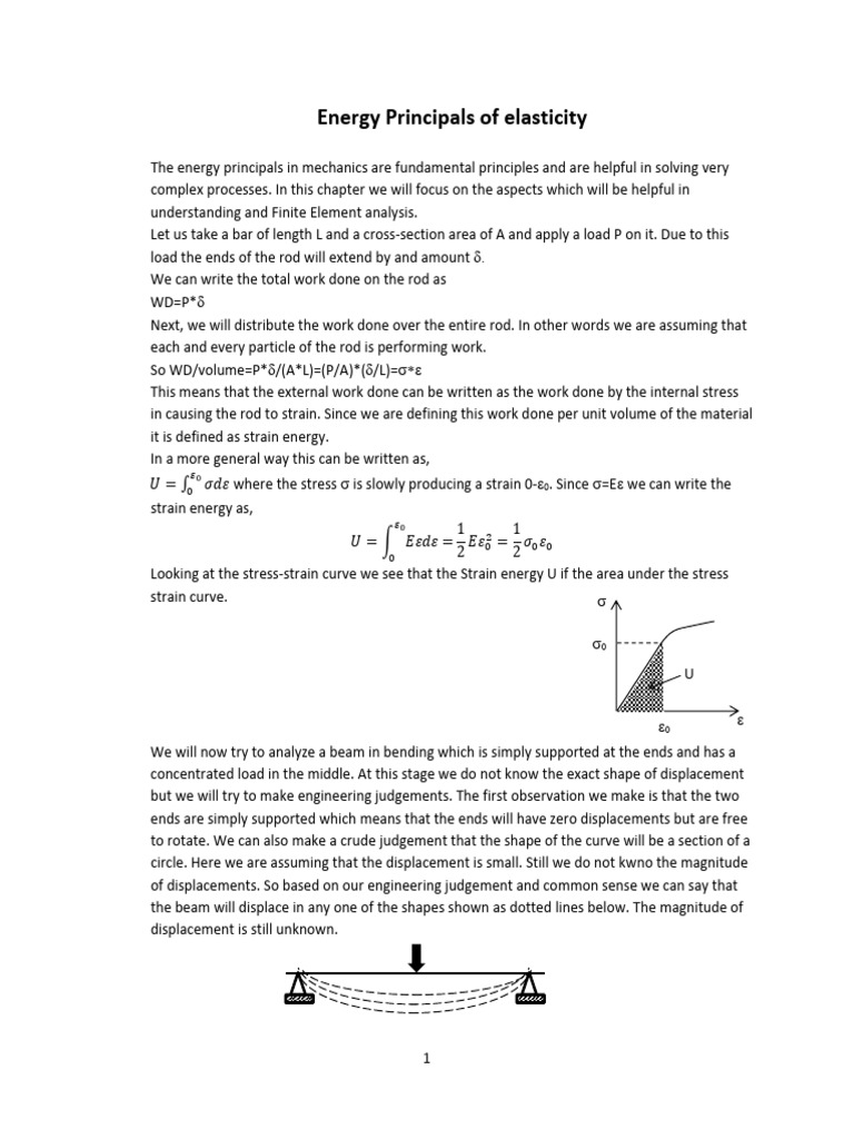 Energy Principles in Elasticity Analysis | PDF | Bending | Stress ...