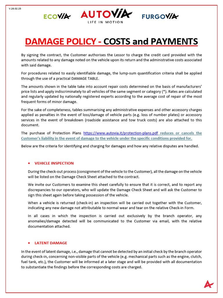 Vehicle Damage Policy and Charges | PDF | Credit Card | Business