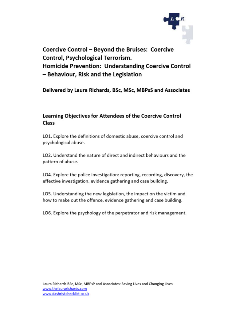 Coercive Control Masterclass Overview | PDF